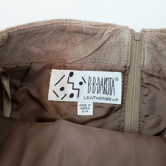 Vintage 80's BB Dakota Leatherwear Mini Leather Skirt Tan - Picture 7 of 8